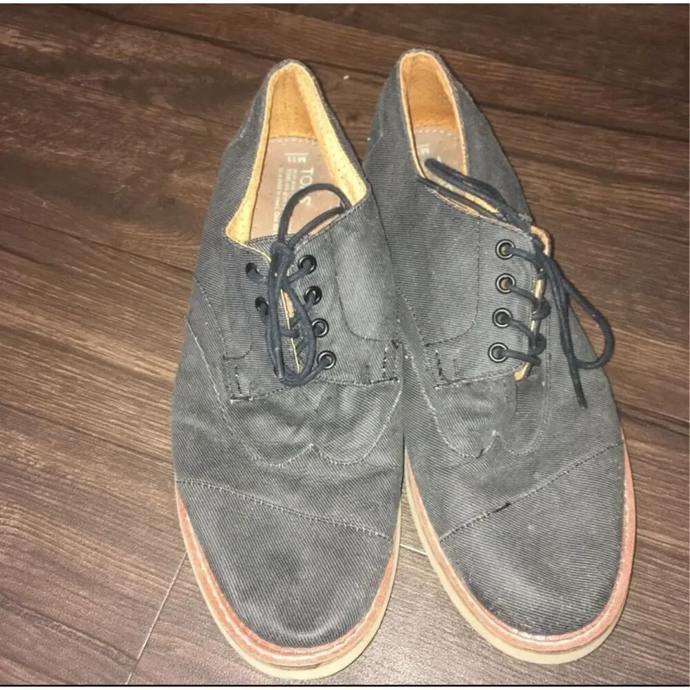 Tom’s gray corduroy lace up Urban hipster Blucher mens shoes